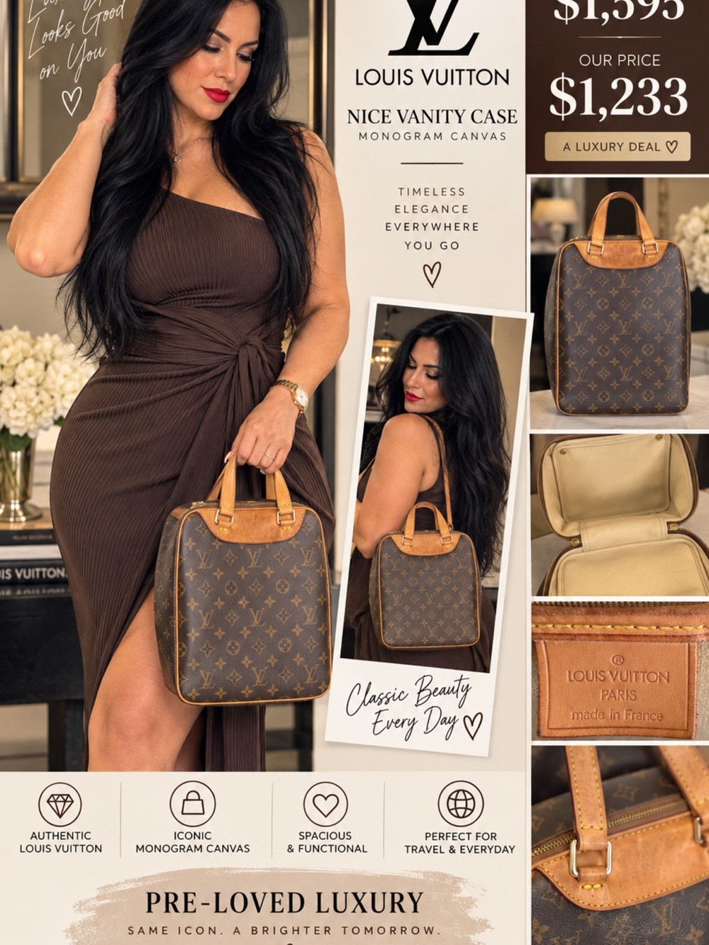 Louis Vuitton Brown Monogram Mini Vanity Case Shoulder Bag